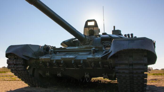 Great War Russian T 72 tank, backlit
