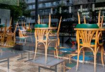 Reflection of a restaurant closed due to coronavirus