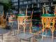 Reflection of a restaurant closed due to coronavirus