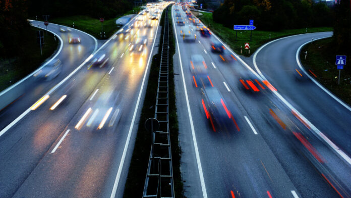 cars driving with high speed on german Autobahn