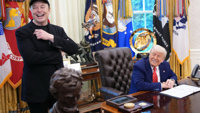 President Trump Holds Press Conference With Elon Musk in White House's Oval Office