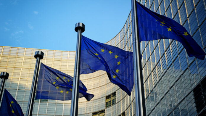 EU flags in front of European Commission
