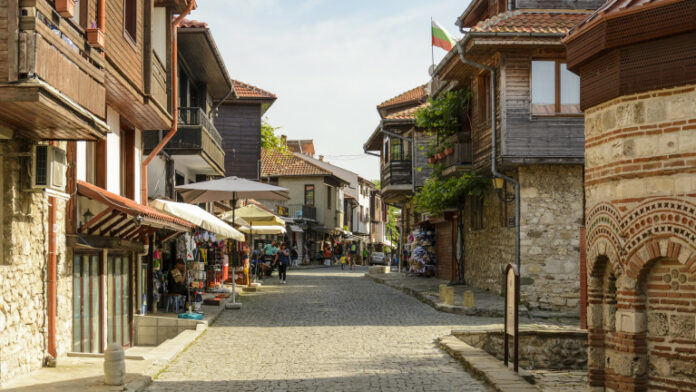 tourists visiting and buying goods