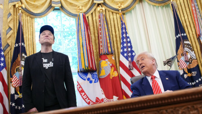 President Trump Holds Press Conference With Elon Musk in White House's Oval Office